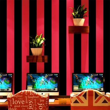 обои papel de parede в красно-черную вертикальную полоску для караоке-зала ktv модные современные обои интернет-кафе papier peint