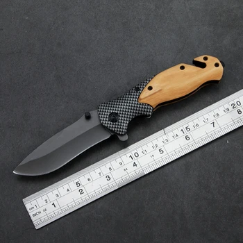 Складной нож Тактический карманный нож Ножи для выживания со стальной деревянной ручкой Открытый Кемпинг Охота Рыбалка Спасательные EDC Инструменты