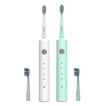 Звуковая электрическая зубная щетка для взрослых, USB перезаряжаемая зубная щетка, умный таймер, 4 режима, 2 головки