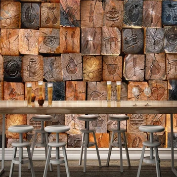 wellyu Ретро-Ностальгические 3D Деревянные Обои Фоновая стена Индивидуальные Большие Настенные обои papel de parede