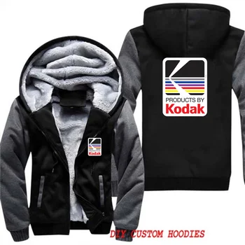 Kodak Polychrome Повседневная мужская спортивная одежда, спортивный костюм, пуловер, толстовка, толстовки на молнии, куртки, теплое флисовое пальто с капюшоном большого размера