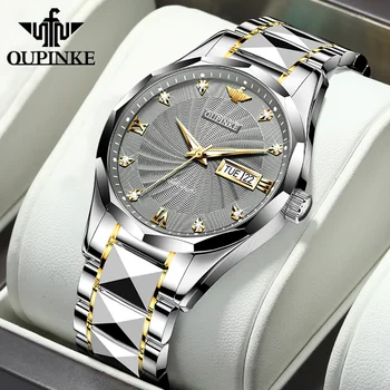 Мужские механические часы бренда OUPINKE, роскошные автоматические часы с сапфировым стеклом, индикацией даты и недели, деловые водонепроницаемые наручные часы