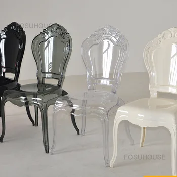 Европейский стиль, Акриловые Обеденные стулья-призраки, Креативный Дизайнерский Прозрачный Обеденный стул, Дворцовая Хрустальная кухонная мебель