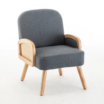 Современный стул середины века, деревянное акцентное кресло для чтения, кресло с тканевой обивкой для гостиной и спальни, простая сборка