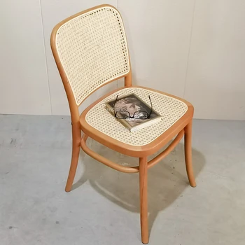 Обеденные стулья из ротанга в скандинавском стиле, Современный простой домашний стул со спинкой, Кухонная мебель, плетеные стулья из ротанга, Офисное кресло для чайной комнаты