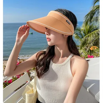 Пляжная Шляпа Открытый Сплошной Цвет 2023 Летние Соломенные Шляпы С защитой От Ультрафиолета Мода Для Женщин Солнцезащитная Шляпа Путешествия Пляжный Стиль Повседневная