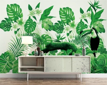 beibehang Пользовательские шелковые ткани 3d обои фреска тропическое растение попугай фон настенные обои для стен 3 d papel de parede 3d