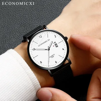 Модные мужские кварцевые часы из нержавеющей стали со светящимся маленьким циферблатом, изящные Классические автоматические часы для мужчин Reloj Hombre