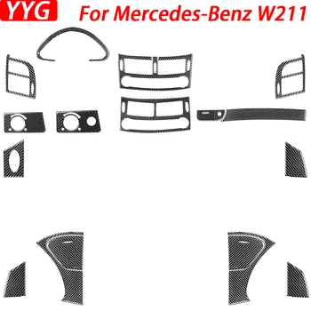 Для Mercedes Benz E-Class W211 2003-2009 Центральное управление кондиционером из углеродного волокна, вентиляционное отверстие, переключатель фар, накладка, наклейка