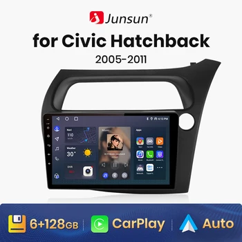 Junsun V1 AI Voice Wireless CarPlay Android Авторадио для Honda Civic Хэтчбек 2005-2011 4G Автомобильный Мультимедийный GPS 2din автомагнитола
