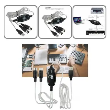 Практичный кабель интерфейса USB IN-OUT MIDI, кабель-адаптер для музыкальной клавиатуры для ПК, прочный шнур-адаптер Plug Play