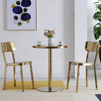 Обеденный стул в скандинавском стиле, Кухонная мебель, обеденные стулья со спинкой из нержавеющей стали, роскошное сочетание стульев для переговоров в кафе