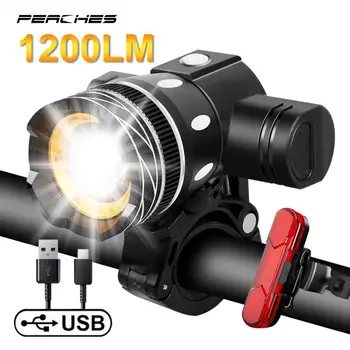 1200LM Велосипедный фонарь Водонепроницаемый светодиодный USB Перезаряжаемый Комплект велосипедных фар Сигнальная лампа безопасности для езды на MTB шоссейном велосипеде