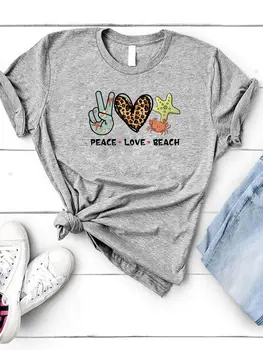 Женская одежда Beach Leopard Love 90-х, футболка с графическим рисунком, короткий рукав, летняя женская рубашка с модным принтом, футболка