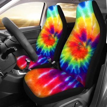 Модный чехол для переднего сиденья автомобиля с радужным принтом Tie Dye от INSTANTARTS, новый модный чехол для автокресла, внутренний декоративный лист, автомобильное сиденье