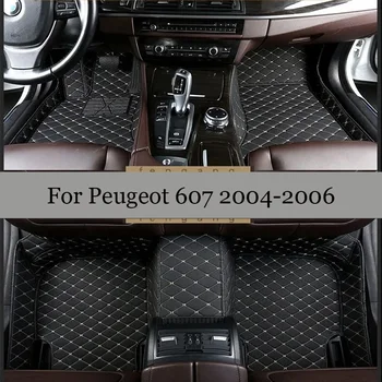 Автомобильные коврики для Peugeot 607 2006 2005 2004 Автомобильные ковры из искусственной кожи, водонепроницаемые Аксессуары для интерьера на заказ, накладки для ног