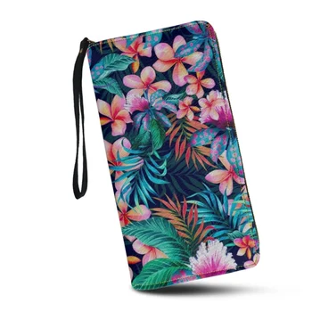 Женский кошелек-браслет Belidome Tropical Hawaii с цветочным принтом гибискуса на молнии, кошелек с RFID-блокировкой, Держатель для карт, Клатчи