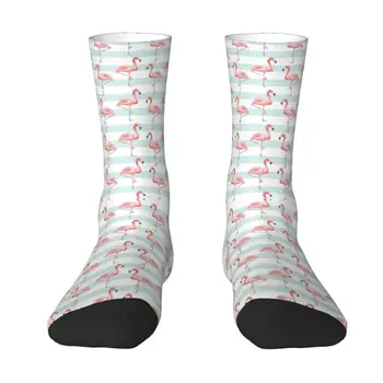 Новинка Мужские летние носки с бесшовным рисунком птицы Фламинго Унисекс Дышащие Теплые носки для экипажа с 3D принтом