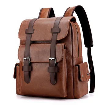 Кожаный рюкзак через плечо, водонепроницаемые мужские ретро-сумки для ноутбука большой емкости, повседневные деловые сумки для студентов, школьный рюкзак для путешествий, мода