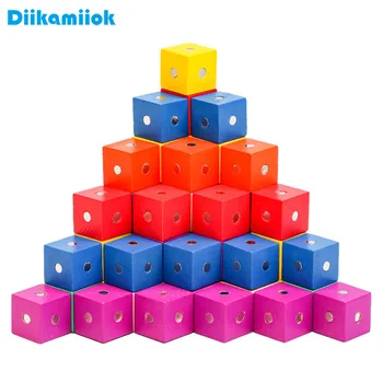 10шт деревянных магнитных блоков 2 см, кубики, игра-головоломка, тренировка детского мышления, Обучающие игрушки Монтессори для детей