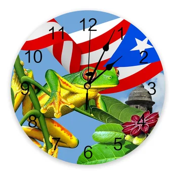 Пуэрто-Рико Красноглазая Древесная лягушка Настенные часы из ПВХ Современный дизайн Настенные часы для гостиной Домашний декор Настенные цифровые часы