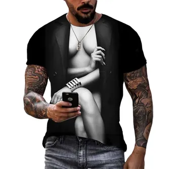 Новая мужская футболка Sexy Girl, персонализированный дизайн уличной моды, большой O-образный вырез, усовершенствованная 3D-печать, топ Source Factory