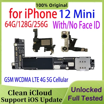 Разблокированная Оригинальная Материнская Плата для iPhone 12 Mini Mainboard С Идентификатором Лица 64g 128g 256g Очищенная Печатная Плата iCloud Logic Board