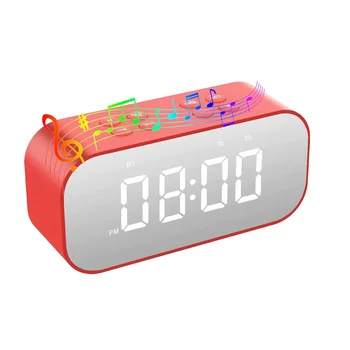 Будильник для спальни / офиса, Цифровые часы с Bluetooth-динамиком, Будильник для крепко спящих взрослых / подростков, Красный