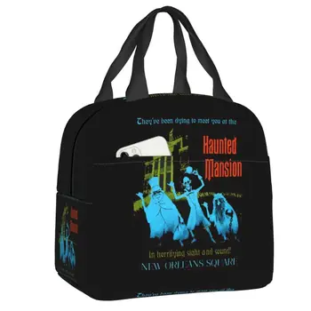 Ретро Винтаж Особняк с привидениями Изолированные сумки для ланча для женщин Хэллоуин Призрак Портативный термоохладитель Школьный ланч-бокс для еды