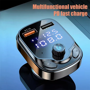 Цифровое автомобильное зарядное устройство Bluetooth 5.0 FM-передатчик 3.1A Быстрое зарядное устройство Автомобильный аудио приемник Bluetooth Автомобильный адаптер с двумя USB MP3-плеер