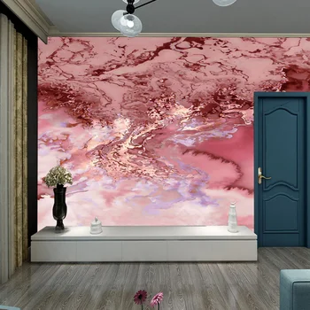 3d Розовая живопись Абстрактные фрески Обои для стен Домашний декор Обои в полоску для гостиной спальни Отклеиваются и приклеиваются