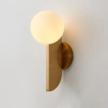 Настенный светильник в скандинавском стиле из белого стекла, современный креативный золотой кованый светильник для гостиной, настенный светильник для ресторана, бра для лестницы