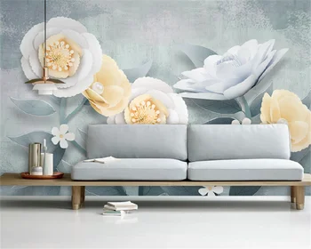 Пользовательские обои 3D маленький свежий современный трехмерный цветок спальня диван фон стены домашнее украшение живопись фреска