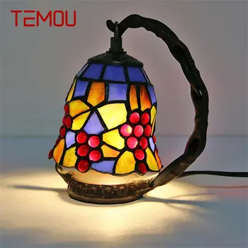 Современная настольная лампа TEMOU LED Изысканная настольная лампа из стекла Тиффани Модный декор для домашнего кабинета, прикроватной тумбочки в спальне