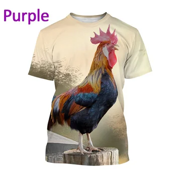 Новая мужская футболка с 3D-принтом Петуха, повседневная крутая футболка с рисунком животного Цыпленка, Короткий рукав, уличная одежда в стиле Харадзюку, топы