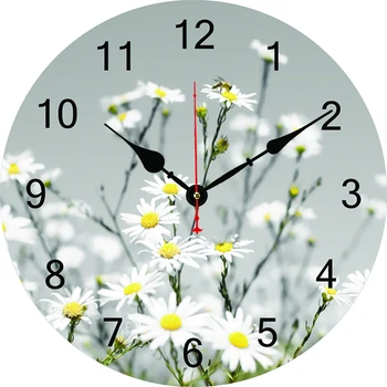 Настенные часы с цветочной ромашкой Современный дизайн Гостиная Спальня Украшение офиса Кухонные часы Художественные настенные часы Домашний декор