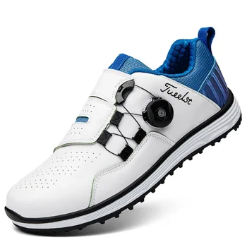 Обувь для гольфа американского бренда, мужская удобная ручка с пряжкой, мужская обувь для гольфа, водонепроницаемые кроссовки на широкой подошве, нескользящие шипы для ногтей