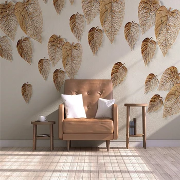 beibehang Современные минималистичные 3d золотые листья Скандинавская стена на заказ большие настенные обои papel de parede para quarto