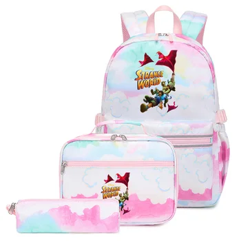 3 шт./компл. Рюкзак Disney Strange World, Красочная сумка, Школьные сумки для мальчиков и девочек, Подростковые Студенческие сумки с сумкой для ланча, дорожные сумки Mochilas