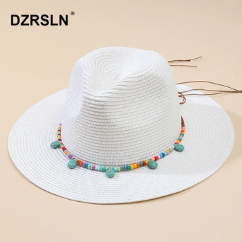 Новые повседневные простые летние шляпы от солнца с разнообразными декоративными складными соломенными пляжными шляпами для женщин для отдыха и путешествий с защитой от ультрафиолета