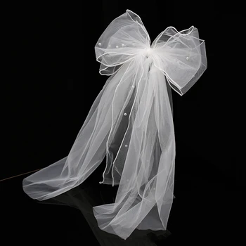 Свадебная фата, заколка с бантом, свадебные аксессуары для волос Для женщин, Свадебная прическа, украшения для помолвки, Короткая фата ручной работы в форме бабочки