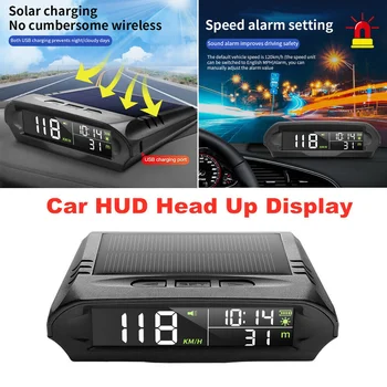 X98 Solar Hud Для всех автомобилей, беспроводной дисплей HUD, Солнечная зарядка, Цифровой GPS-спидометр, сигнализация о превышении скорости, Отображение расстояния и высоты