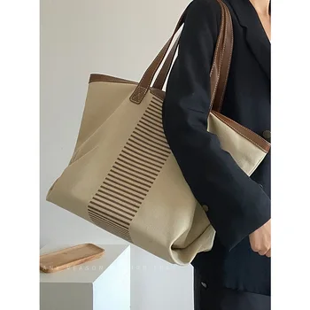 Сумка Женская сумка-тоут 2023 Новая сумка большой емкости, холщовая сумка для студенческих занятий, сумка на плечо для поездок на работу