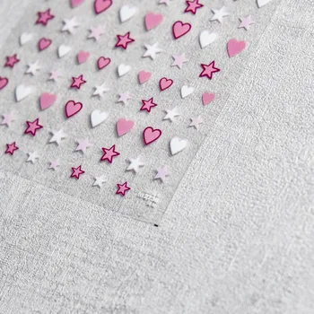 Красная Милая наклейка для дизайна ногтей Love Heart Star, Ползунки для ногтей, украшения, Аксессуары, наклейки, Японские товары для маникюра
