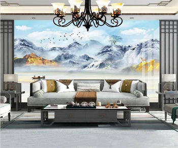 beibehang, современная спальня, гостиная, новый китайский стиль, обои с пейзажем из папье-маше, зернистый камень