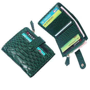 Женский короткий кошелек из кожи с рисунком питона, женский карманный кошелек для монет, сумка-кошелек со змеиной картой