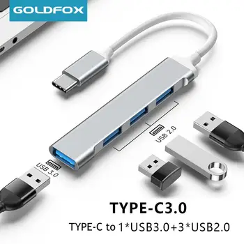 4 в 1 USB 3,0 Концентратор Type C Расширительная Док-Станция 4 Порта Мультиразветвитель Адаптер OTG Для Xiaomi Huawei Телефон Macbook Pro Порты USB 3,0 2,0