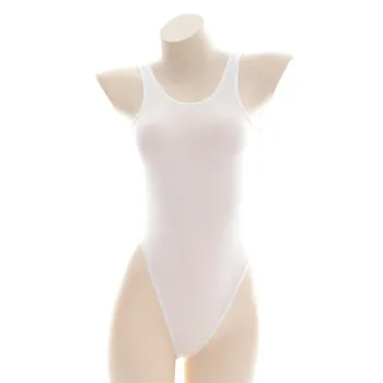 цельный купальник женские купальники монокини сексуальное бикини Ice silk однотонный жилет ультратонкий прозрачный японский студенческий спа