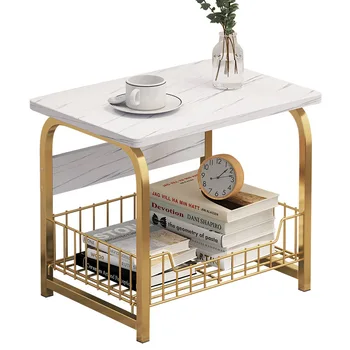 Креативный золотой стол Nordic 3-слойный журнальный столик На стальных ножках Современный домашний диван для гостиной, прикроватный столик, многослойный стеллаж для хранения