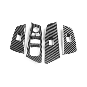 4шт Кнопка включения стеклоподъемника автомобиля из углеродного волокна, наклейка с отделкой рамки для 5 серии